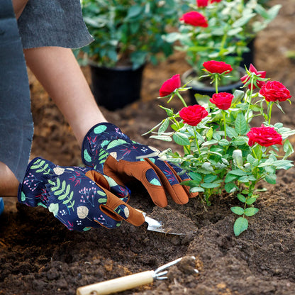 Bamllum Leather Gardening Gloves for Women - Working Gloves for Weeding, Digging, Planting, Raking and Pruning