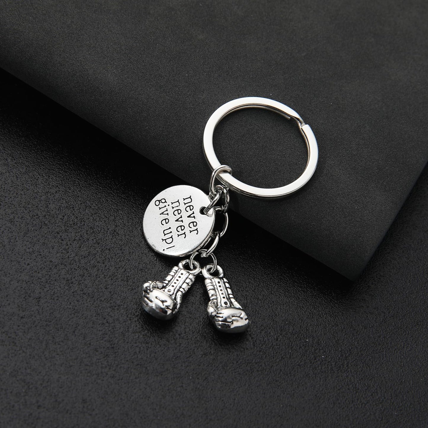 PHAETON 20PCS Never Give Up Boxing Keychain Boxing Gloves Charm Keyring Inspirational Gifts for Boxers Boxing Coach Boxing Keychain Fitness Gifts Boxer Fan GiftSport Lover