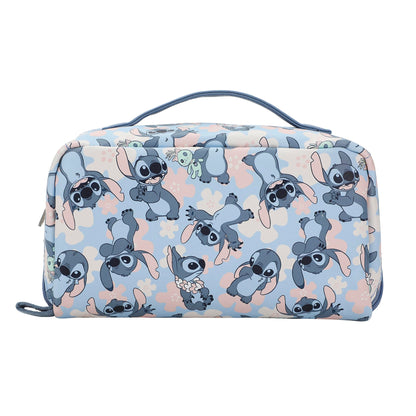 Bioworld Disney Stitch Poses All-Over Print 9" Blue Cosmetic Bag