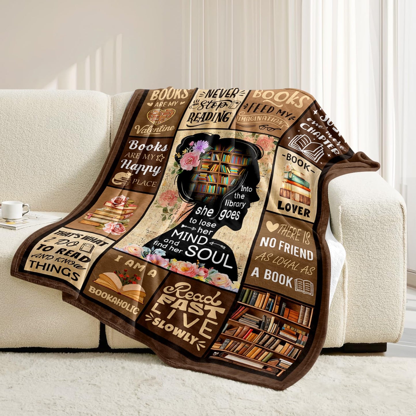 Book Lovers Gifts - Gifts for Book Lovers - Booklover Gift for Women - Bookworm Librarian Readers Booklover Bookish Reading Accessorie Blankets Present for Women Girls - Books Lover Blanket 50"X60"