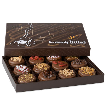 Granny Bellas Mothers Day 12 Chocolate Covered Cookies, Gift Basket for Him, Her Gourmet Candy Spring Baskets Treats Gifts Box for Food Delivery for Mother, Mom, Wife, Grandmother, Grandma, Daughter, Sister