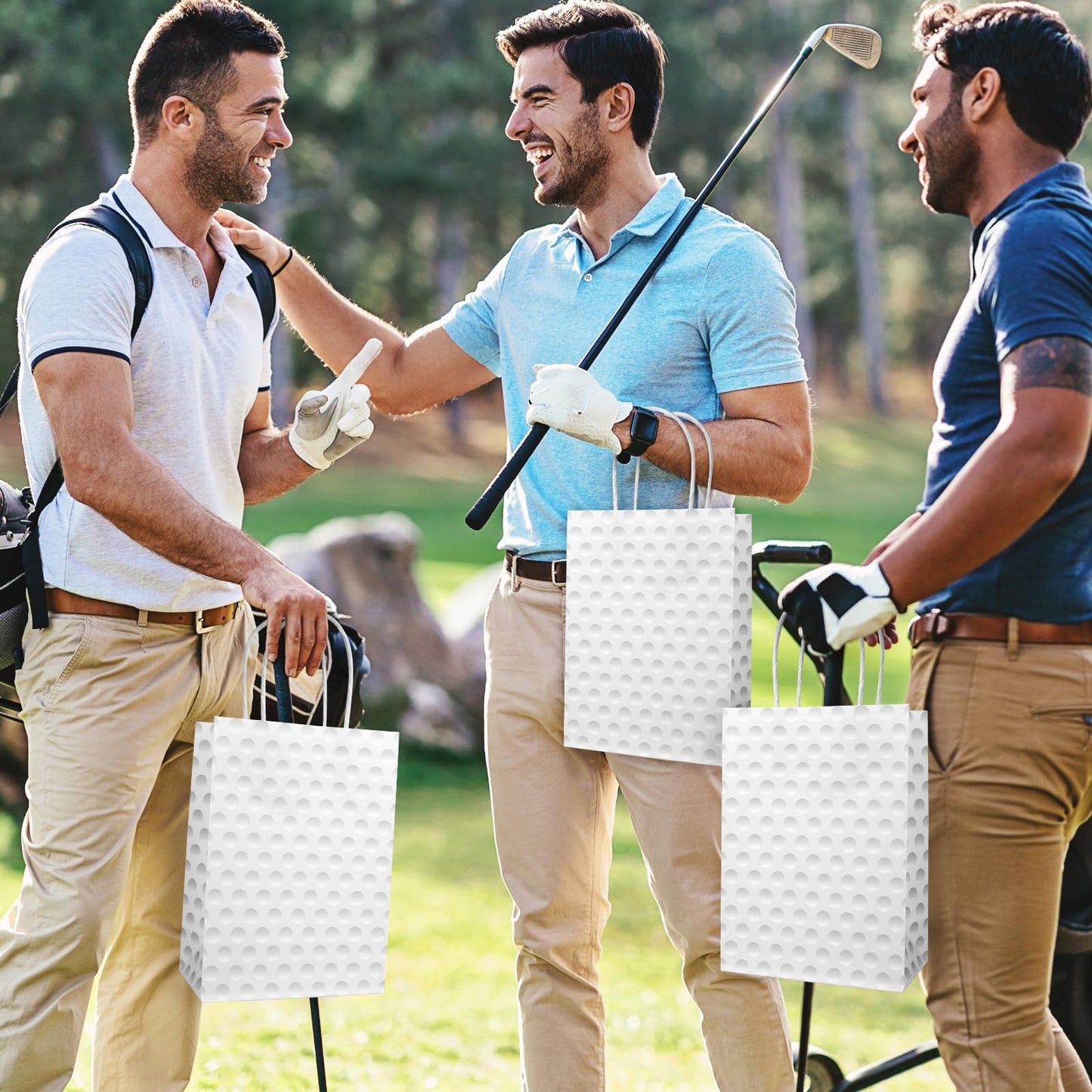 Lemicin 12 Pack Golf Gift Bag Golf Themed Party Favor Bags Candy Paper Goodie Bags with Handles Snack Party Favor Bag for kids Boys Birthday Baby Shower Decoration Supplies