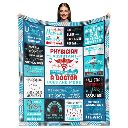 Physician Assistant Gifts for Women Men, PA Week Gift Blanket 60"X50", National Physician Assistant Day Gift, PA Gifts for Women Men
