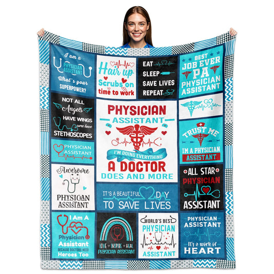 Physician Assistant Gifts for Women Men, PA Week Gift Blanket 60"X50", National Physician Assistant Day Gift, PA Gifts for Women Men