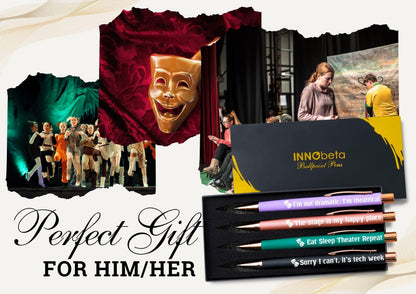InnoBeta Theater Gifts for Women Men, Ballpoint Pen Set of 4 with Quotes, Musical Broadway Theatre Lover Gift for Friends, Actors