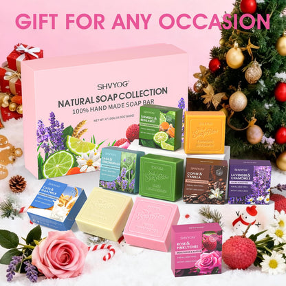 SHVYOG Natural Soap Bar Gift Set, 6PCS Soap Mothers Day Gifts for Mom, with Organic Ingredients & Essential Oils, Cleanses & Softens Skin, Moisturizing, Gifts for Women - 100G*6