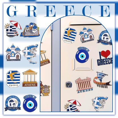 Konohan 12 Pcs Greece Magnets for Refrigerator Metal Greece Fridge Magnet Souvenirs Gifts Magnetic Greek Refrigerator Stickers, Santorini, Athens for Collect Travel Gifts