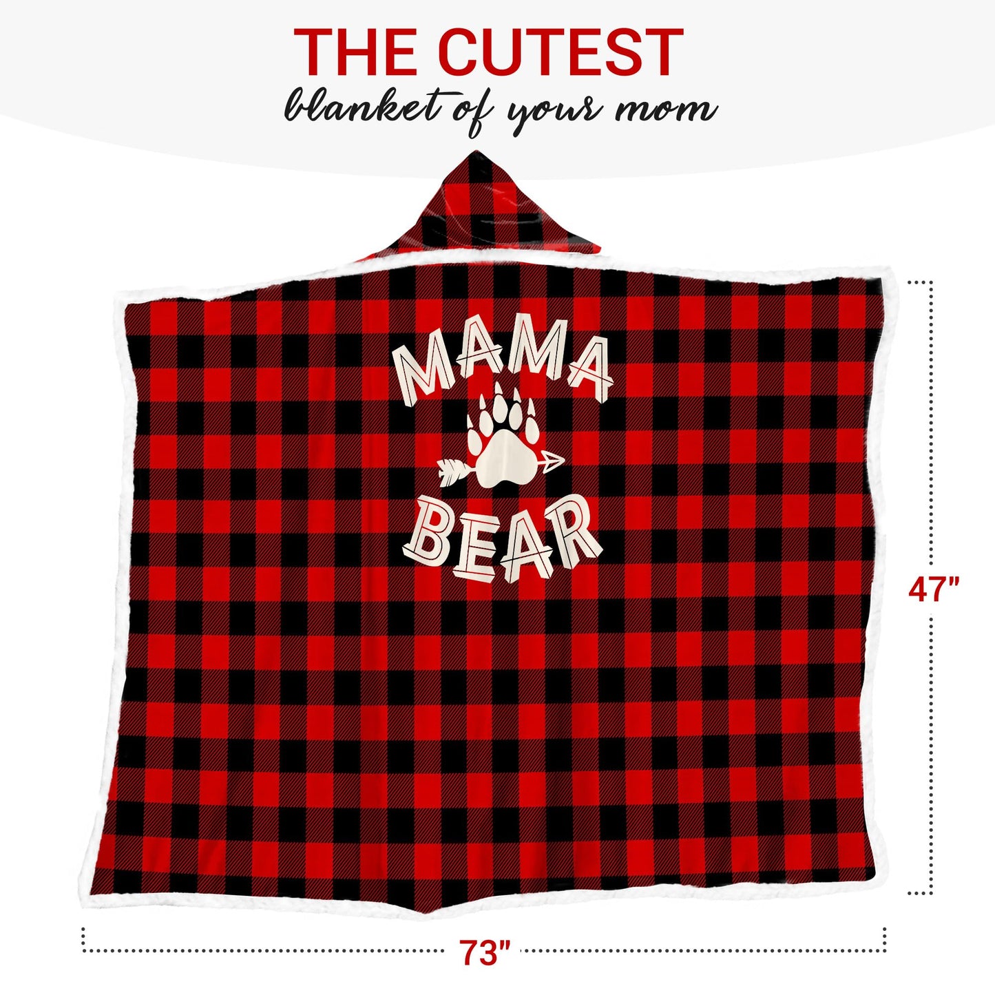 Vprintes Mama Bear Wearable Blanket Hoodie - Gifts for Mom - Mothers Day Gifts for Wife from Husband - Mom Birthday Gift Ideas