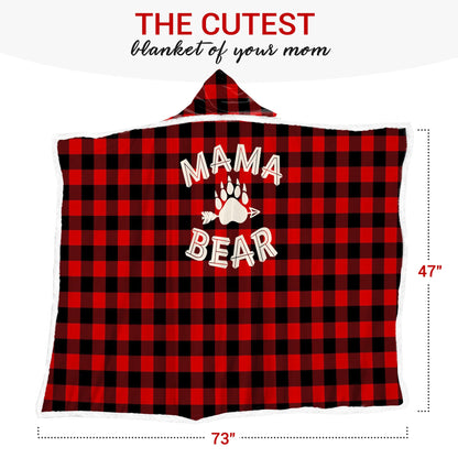 Vprintes Mama Bear Wearable Blanket Hoodie - Gifts for Mom - Mothers Day Gifts for Wife from Husband - Mom Birthday Gift Ideas