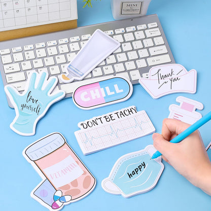 15 Pads Mini Funny Nurse Sticky Notes CNA Gifts Nursing Essentials Medical Themed Mini Notes Assorted Pads Self Stick Cute Memo for Gifts Hospital