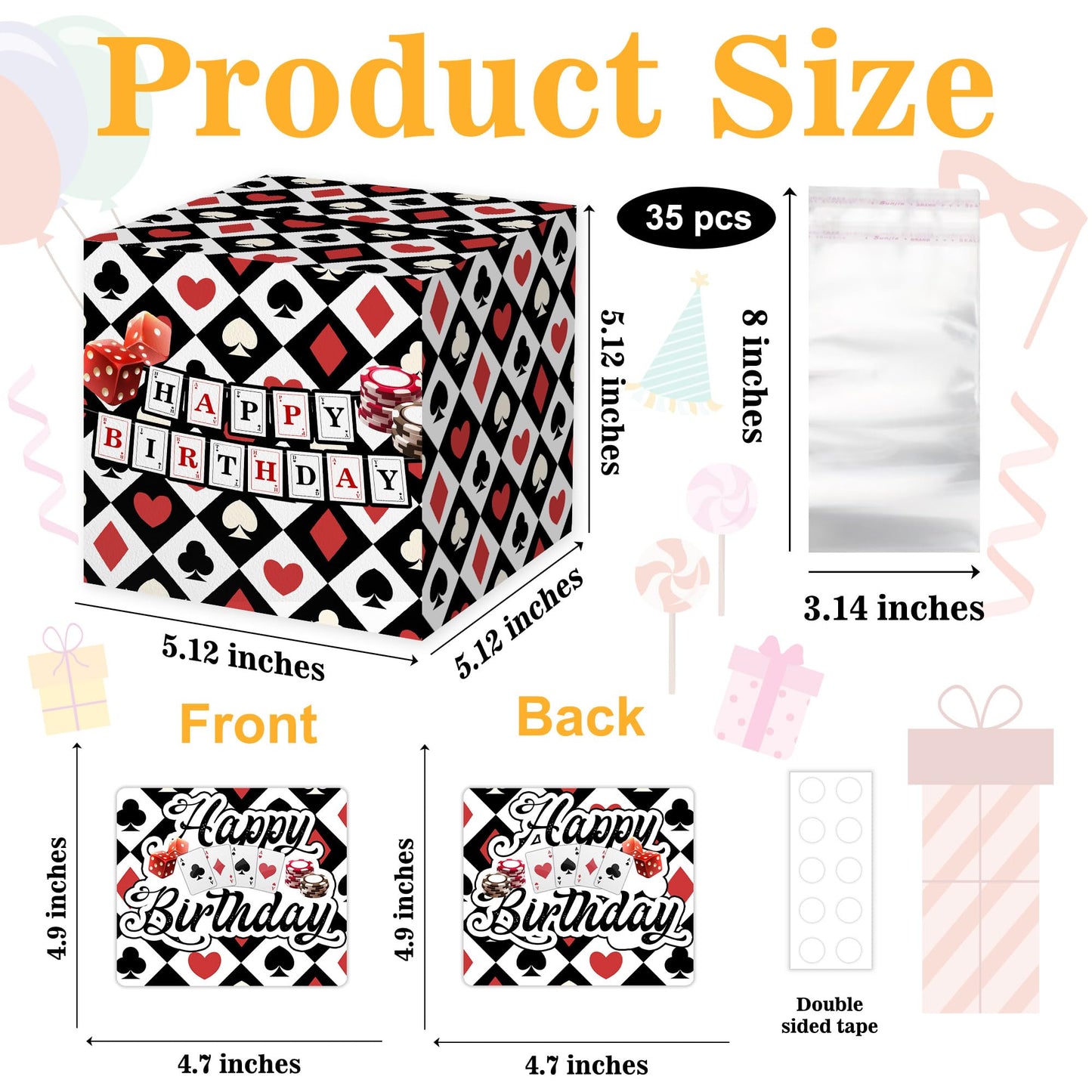 Casino Birthday Party Gifts, Poker Happy Birthday Money Gift Box, Las Vegas Money Gift Box for Cash, Casinos Party Decorations, Casino Poker Money Box, Casinos Theme Party Decorations for Man Women