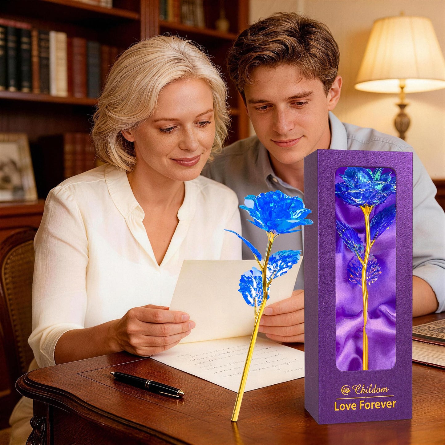 Childom Mothers Day Rose Gifts for Mom,Birthday Gifts for Women,Mothers Day Flowers Gifts for Mom from Daughter Son,Blue Artificial Flowers Gift for Wife,Grandma,Christmas,Valentines,Anniversary