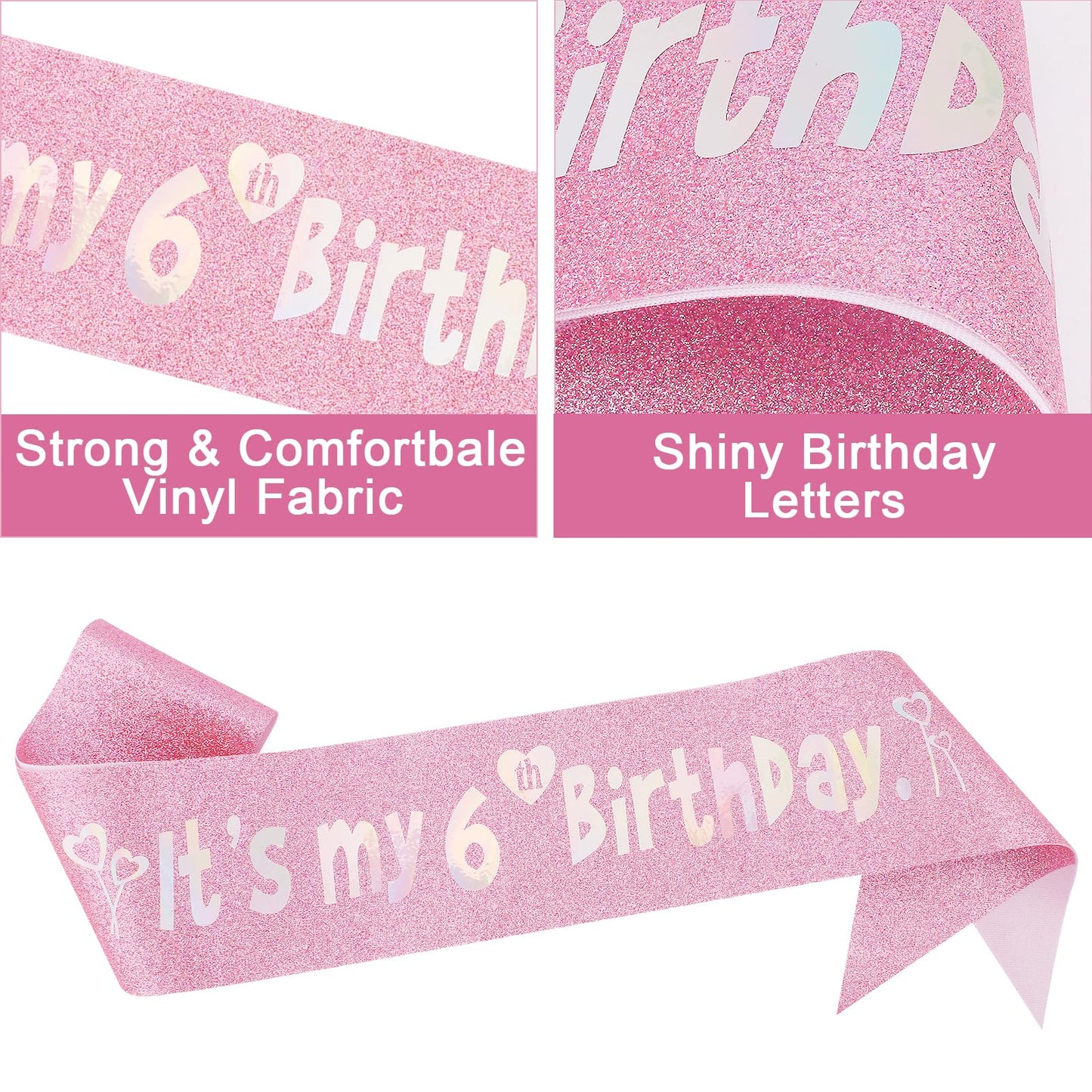 Canitor Birthday Decorations for Girls - Crown Tiara Sash Set and Headband Gift