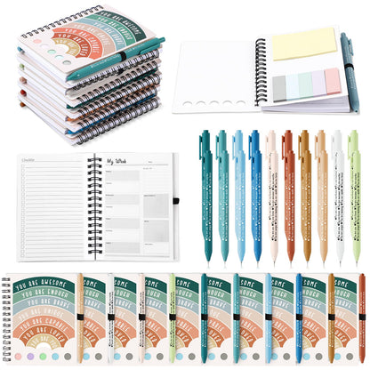 20 Pcs Mental Health Awareness Gifts Wellness Gifts Bulk Include 10 Mental Health Planners Journals with Sticky Notes 10 Positive Affirmation Pens Self Care Item for Coworker Teacher Student