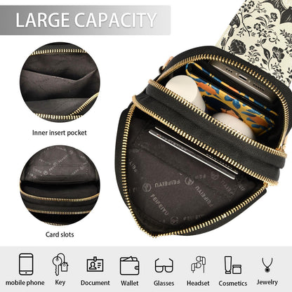 Crossbody Sling Bag for Women Leather Shoulder Chest Bag Small Fanny Pack for Hiking Travel | Leather, Shoulder, Chest Bag, for Hiking, Travel