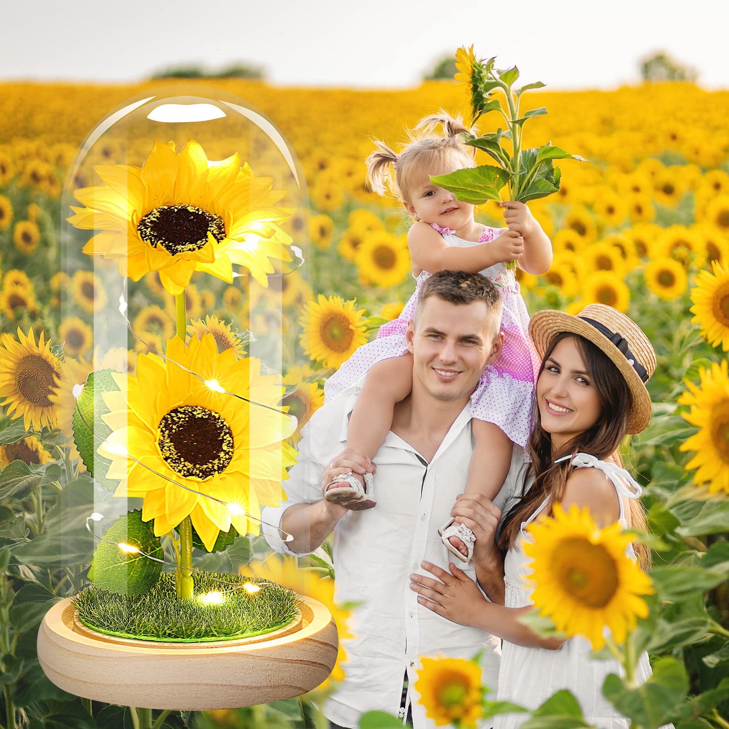 Birthday Gifts for Women Mothers Day Sunflower Gifts for Mom from Daughter, Mom Gifts for Women Sister Grandma Wife Teacher Friends Female,Mothers Day Flowers Gifts,Sunflowers Decor in Glass Dome