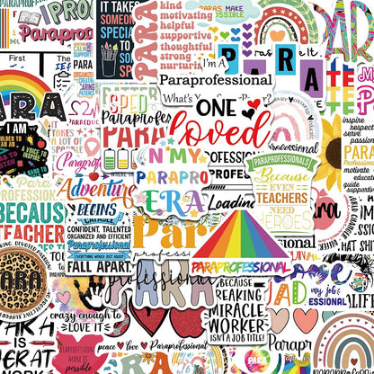 50PCS Paraprofessional Stickers para Sticker Back to School Stickers Teacher Day Sticker Paraprofessional Appreciation Gifts Water Bottle Laptop