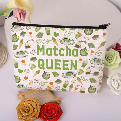 MAOFAED Matcha Gift Matcha Queen Cosmetics Bag For Women Matcha Lover Gift Tee Enthusiast Gift Zipper Pouch (matcha queen)