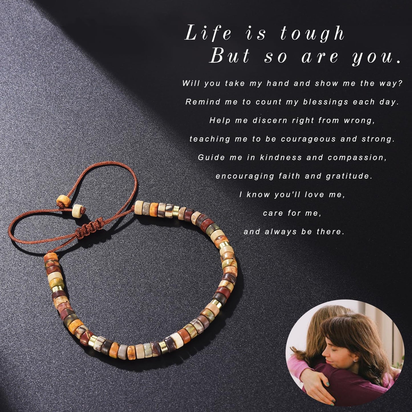 yupoxiu Inspirational Gifts Healing Natural Stone Bracelets - Thinking of You, Get Well Soon Encouragement Gifts Strength Bracelets for Women Friends Sister, Christmas Stocking Stuffers Thanksgiving Basket