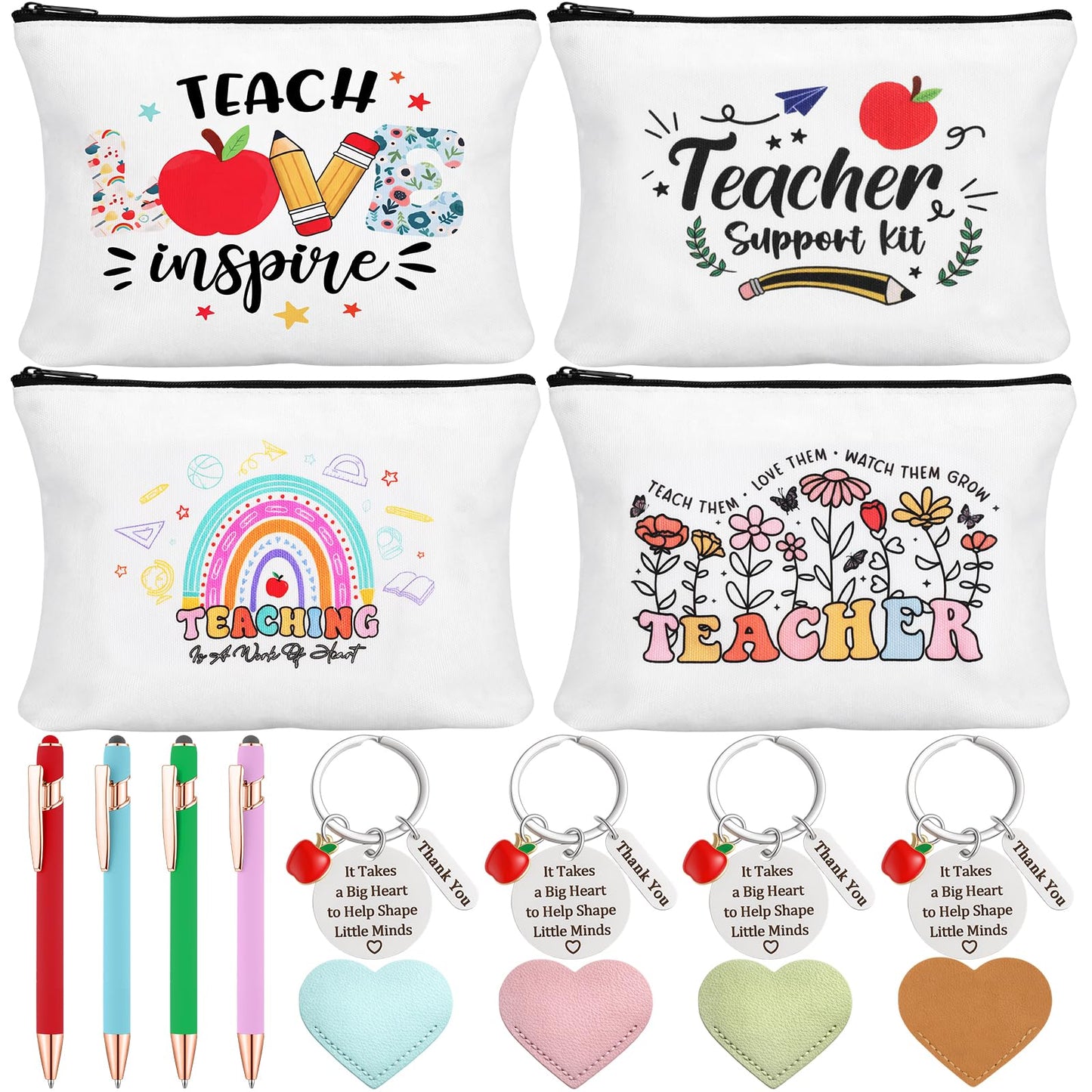 BESARME Teacher Appreciation Gifts Bulk, 16 Pcs Multi Color Large Bags, Pens, Keychains and Bookmarks for Teachers - for Teacher Appreciation Week Christmas Back to School and Retirement