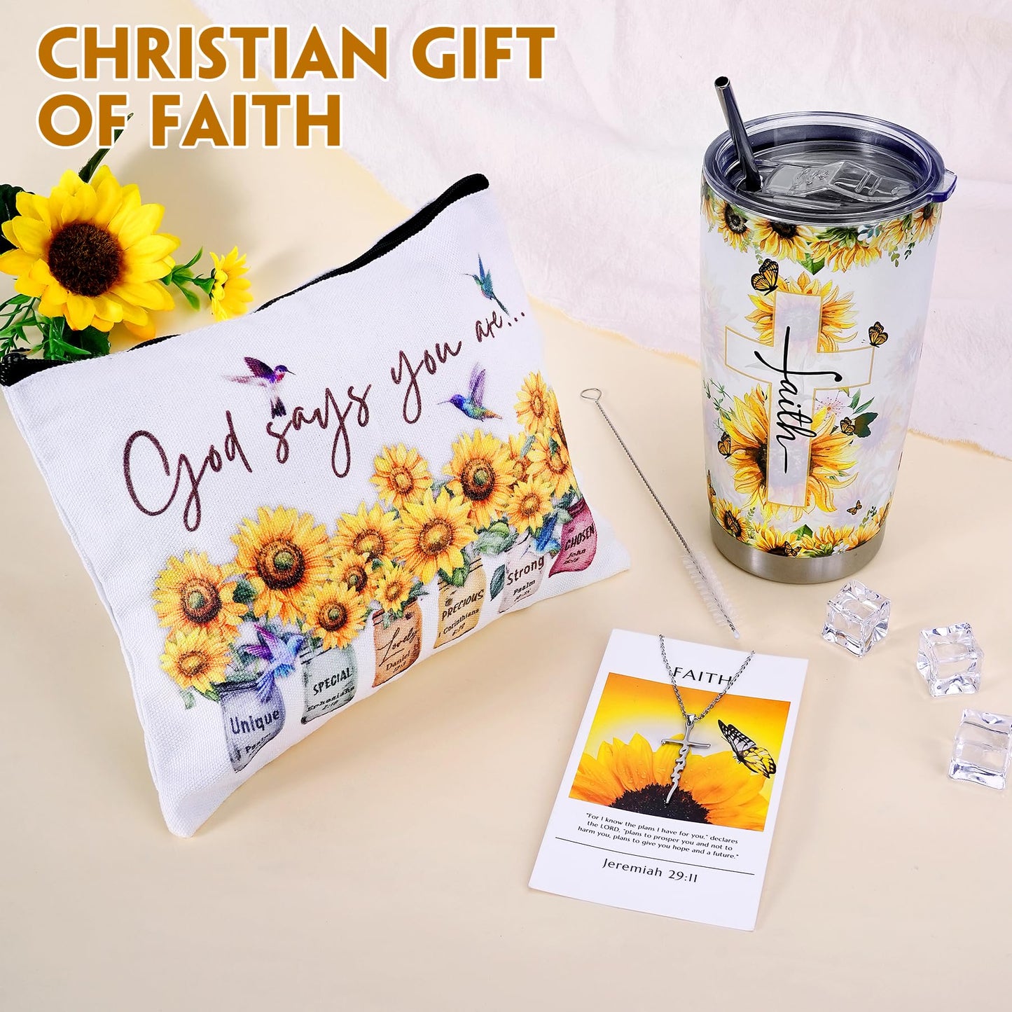 Christian Gifts For Women Faith, Sunflower Birthday Gifts For Women, Inspirational, Religious, Faith, Get Well Soon, Gift For Mom, Wife, Friend, Sister, Mothers Grandma- Gift box