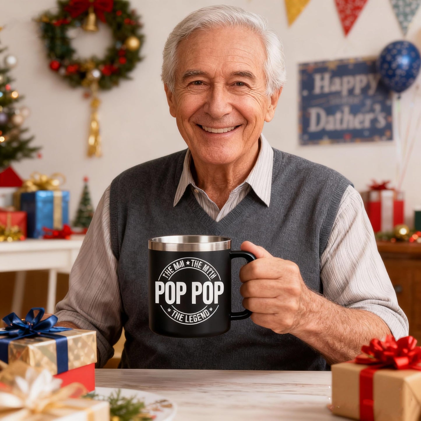 Pop Pop Gifts, Pop Pop The Man The Myth The Legend Coffee Mug, Father's Day Birthday Gifts for Grandpa Dad Papa from Grandkids, Papa Cups 14 Oz