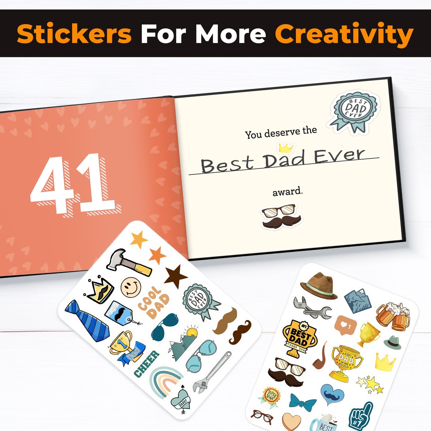 KYRAKO Fathers Day Gift for Dad from Daughter, Son, Kids - What I Love about Dad Book, Fill-in-the-Blank Book for Dad: Fun Prompt Notebook to Share Memories, Thoughtful Birthday Present & Keepsake