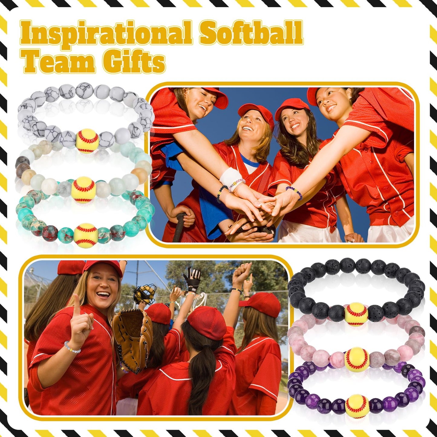 Tondiamo Basketball Softball Positive Team Gifts Bulk Lava Stone Bracelet Inspirational Card Senior Night Sport Graduation Party Favors End of Season Gifts for Player Sport Lover