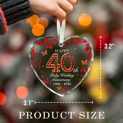 40th Anniversary Ornament 1986-2026, Ruby Wedding Gift Keepsake, 40th Wedding Anniversary Decorations, Meaningful 40 Year Anniversary Marriage Gift for Couples Parents, Wife, Husband