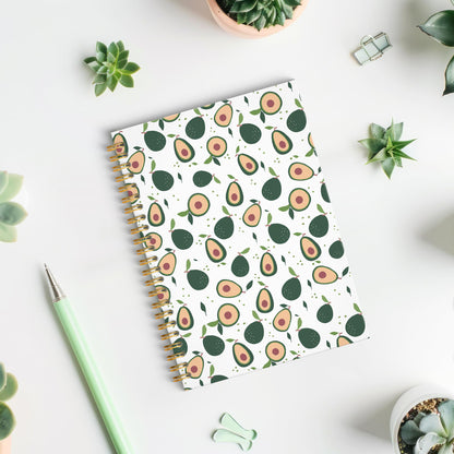 Avocado Fruit Spiral Notebook Journal, Avocado Gifts for Women, Fruit Lover Gifts, Cute Avocados Fruits Botanical Hardcover Notebook Journal, 5.5x8.3 Inch