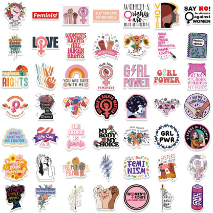 100Pcs Inspirational Feminist Stickers Pack,Girl Power Rights Feminism Colorful Vinyl Sticker,Laptop Water Bottle Phone Skateboard Stickers Decals for Women Ladies Girls