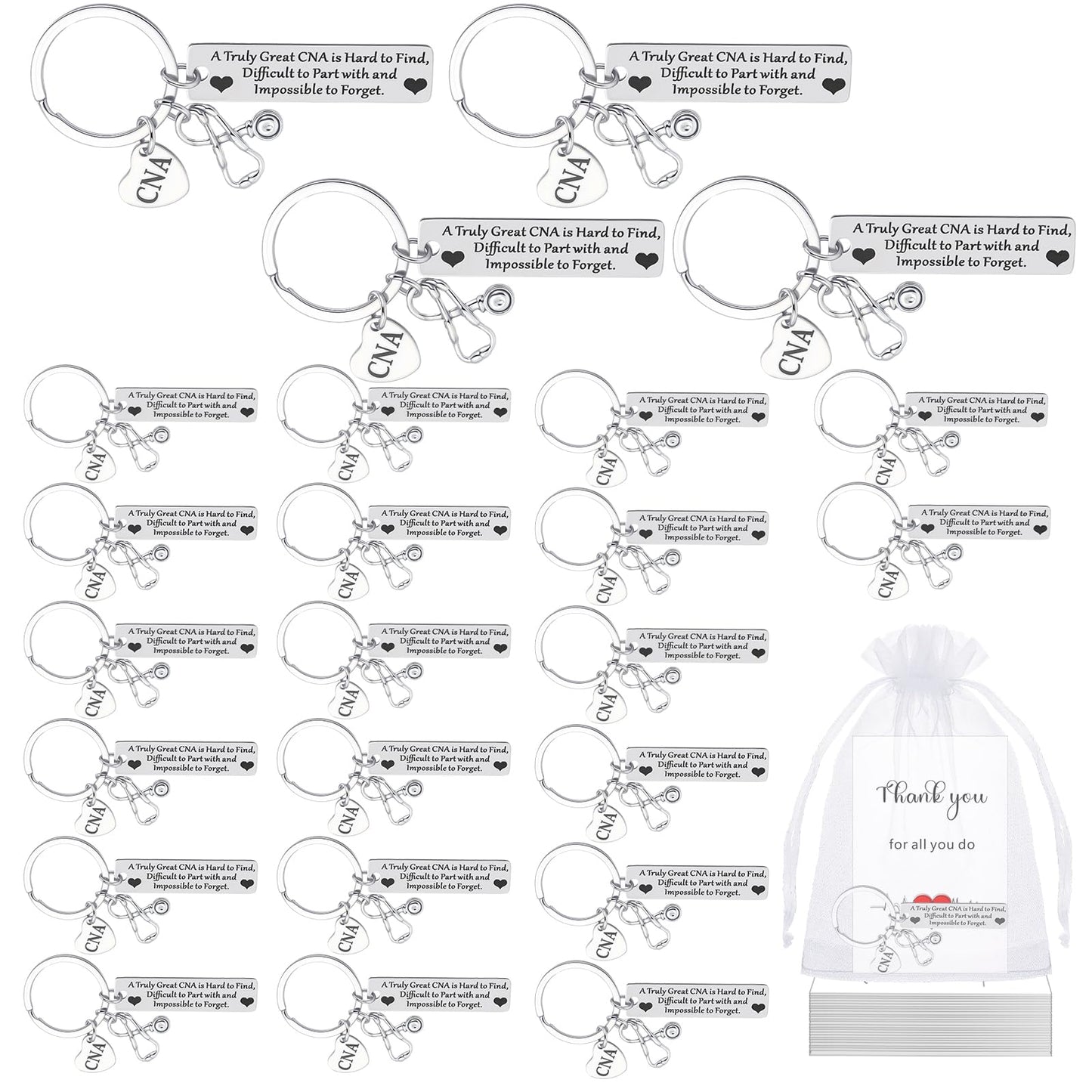 Sureio CNA Week Gift Bulk Appreciation Keychain CNA Accessories for Work Certified Nursing Assistant Graduation Party