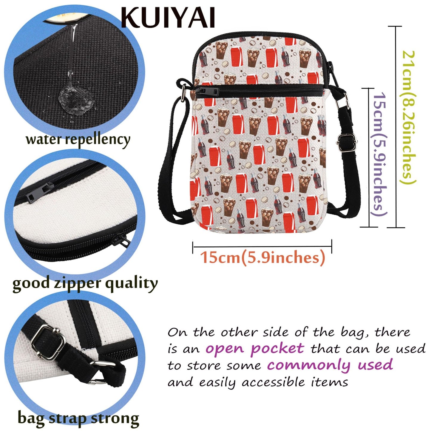 Drinking Gift Soda Lovers Crossbody Bag Soda Drink Addict Handle Bag Vodka Drinker Carry On Bag (PowerDietCokCross)