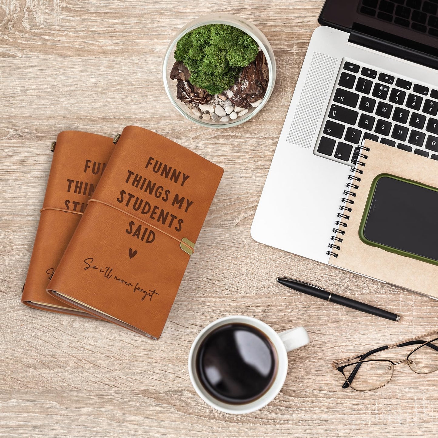 Afterprints Teacher Gifts – “Funny Things My Students Said” Leather Notebook, Cute Teacher Appreciation Gifts for Women Men, Teachers Birthday Presents, Engraved Refillable Journal