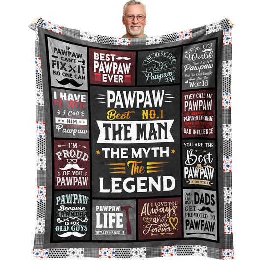 Fathers Day Pawpaw Gifts - Gifts for Pawpaw - Pawpaw Gifts for Father‘s Day from Grandchildren - Birthday Gift for Pawpaw from Grandkids - Paw Paw Birthday Gifts for Grandpa Blanket 60" X 50"
