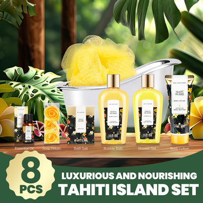 Spa Luxetique Spa Gift Baskets for Women - 8pcs Yellow Gifts for Women, Womens Self Care Kit Includes Body Lotion, Bubble Bath, Bath Sets, Mothers Day Gifts for Mom