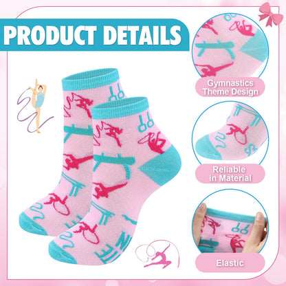 Glitopper 8 Pairs Gymnastics Theme Gift Socks Bulk, Gymnast Accessories Stuff Birthday Party Favors for Team Coach Gymnast Adults Women - 8 Styles