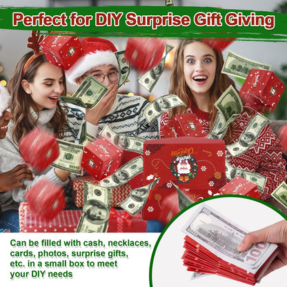 Surprise Gift Box Explosion for Money, Exploding Money Gift Boxes for Cash, Money Gift Boxes for Cash Pop Up, Chritmas, Birthday Anniversary Valentine Proposal (12 Bounces, Red)