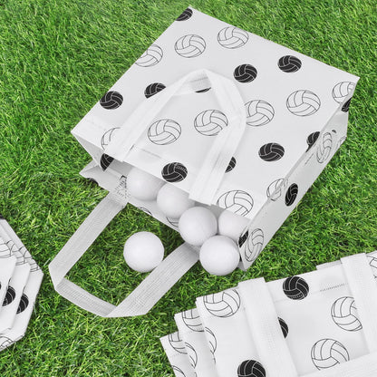 Hxezoc 12 Pieces Volleyball Gift Bags with Handle, Reusable Non Woven Treat Goodie Bag Sport Favor Bags For Volleyball Theme Birthday Party Decoration Supplies