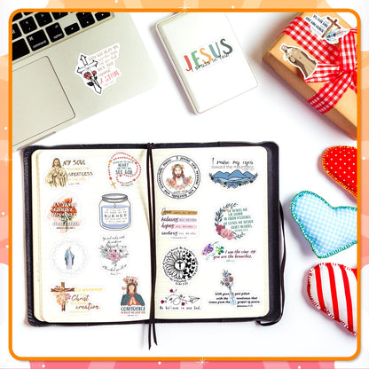 DeaDamHaDa 200 Pcs Catholic Stickers for Water Bottles, Jesus Bible Verse Stickers for Kids Adults Saints Catholic Gifts Decals for Laptop Journal Religious Sacred Heart Virgin Mary Missa