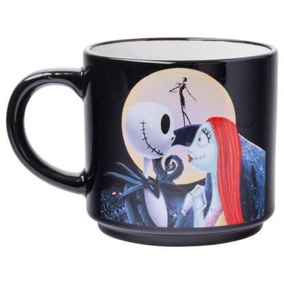 Silver Buffalo Nightmare Before Christmas Jack Sally Scene 4-Pack Ceramic Mug Stack, 10-Ounces, Nightmare Before Christmas 4-Pack Mug Stack, 5 Piece Set