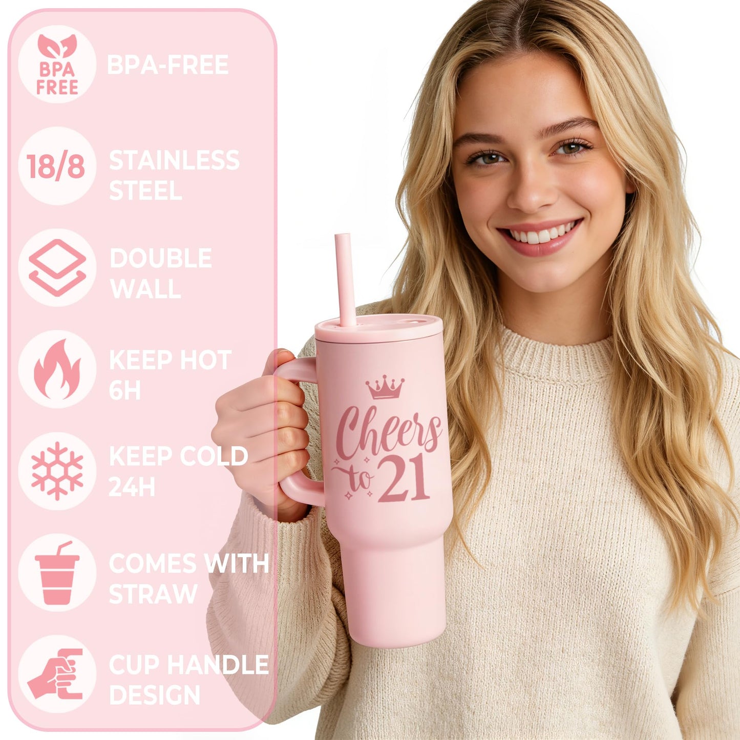 21st Birthday Gifts for Women - Gifts for 21 Year Old Female - 8 Pieces Best 21st Birthday Party Gift Ideas for Daughter,Niece,Granddaughter