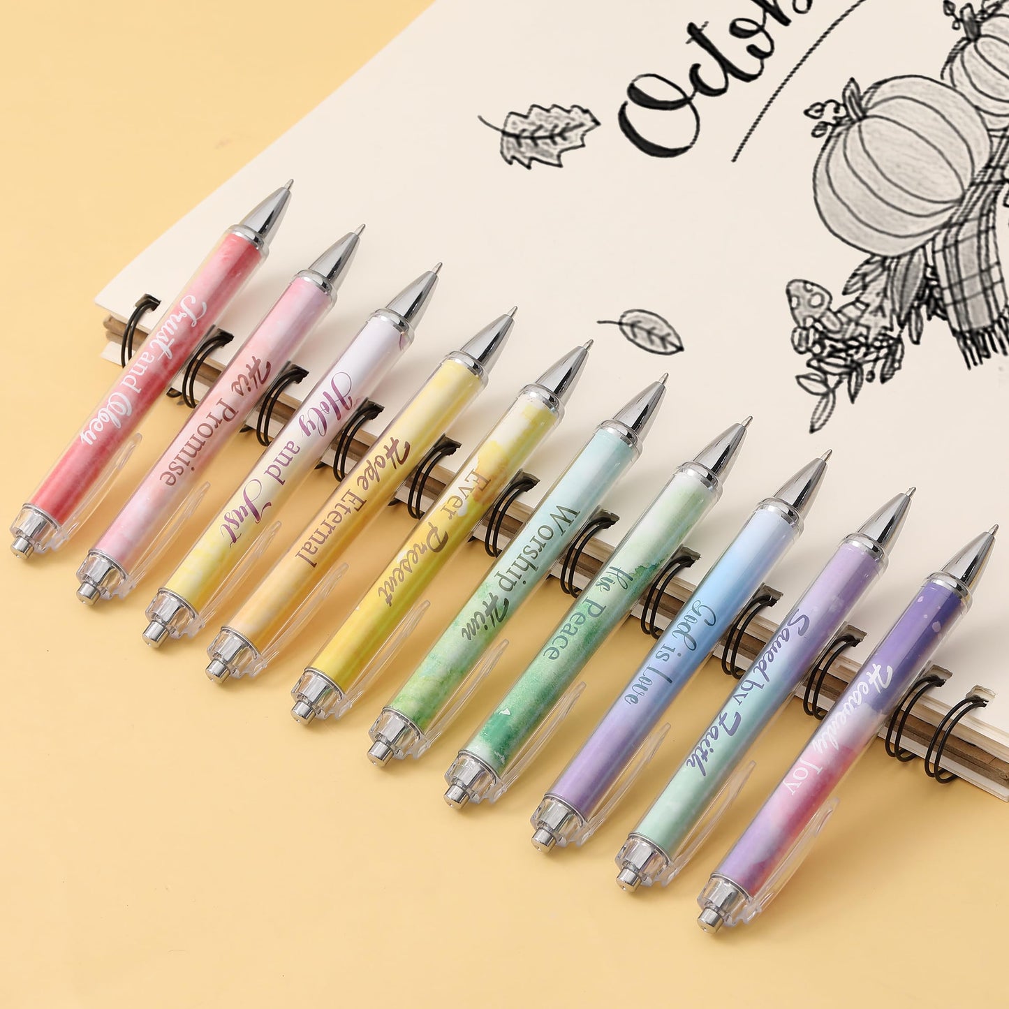 Mr. Pen- Christian Pen Set, 10 Pack, Gradient Style, Black Ink, Bible Verse Pens, Christian Pens for Women