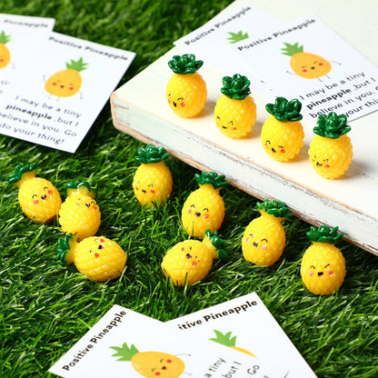 30 Sets Positive Pineapple Gift Bulk Inspirational Support Card Resin Cute Realistic Pineapple for Coworker End of Year Employee Teacher Back to School Gift