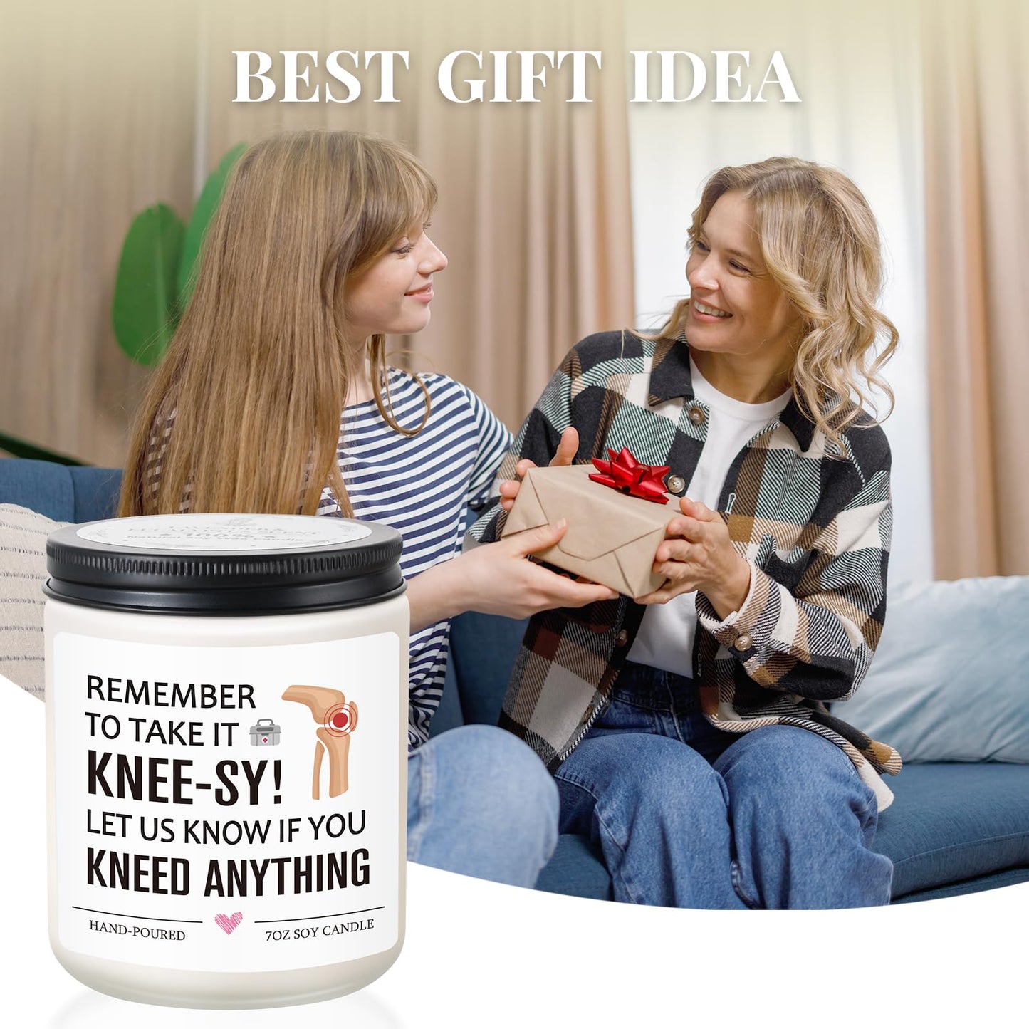 Post Knee Surgery Recovery Gifts, Knee Replacement Gifts, Knee-sy Gift, Comfort Get Well Soon Gift for Men Women Patients，Funny Lavender Scented Candle