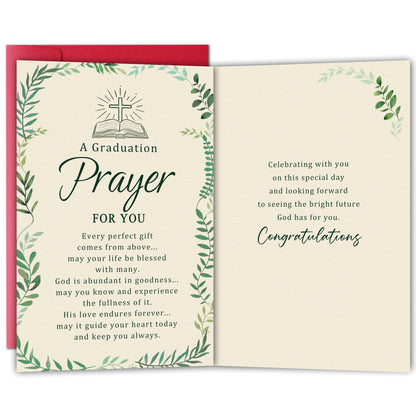 Christian Graduation Card with Prayer, Faith-Based Congratulations Greeting, Religious Graduation Card Gift for Him or Her, Inspirational Bible Blessing Cards