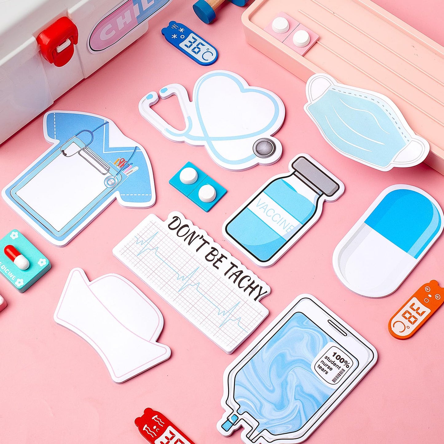 15 Pads Mini Funny Nurse Sticky Notes CNA Gifts Nursing Essentials Medical Themed Mini Notes Assorted Pads Self Stick Cute Memo for Gifts Hospital