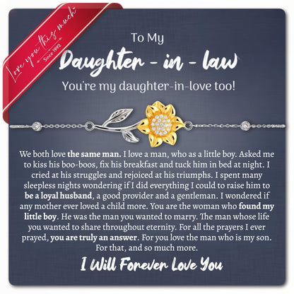Love You This Much Daughter In Law 18k Gold Plated Sunflower Necklace | Future Daughter in Law Birthday Gifts from Mother in Law | 16-18" Adjustable | Luxury Gift Box