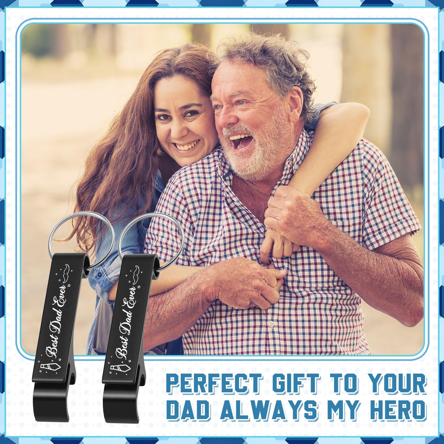 Funnymoom 30 Pcs Father's Day Party Favors Bulk Aluminum Bottle Opener with Keychains Best Dad Ever Wine Beer Opener Thank You Gifts for Happy Father's Day Dad Souvenirs Party Favors Supplies