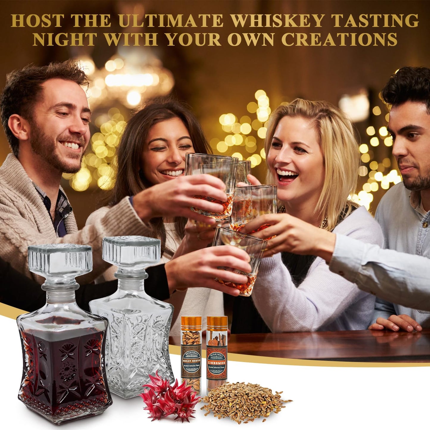 Whiskey Infusion Kit, DIY Alcohol Making Kit for Infusing Bourbon, Rye, Gin, Vodka, Tequila, Rum with Custom Botanicals, Perfect Alcohol Infusion Kits Whiskey Gifts for Men, Dad, Husband